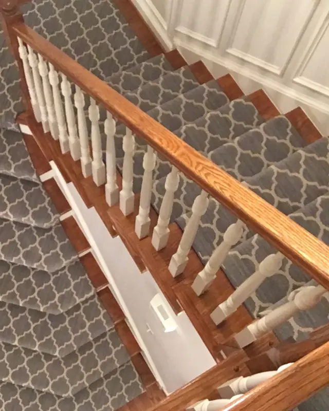 Patterned stair carpet by Maryland Carpet and Tile