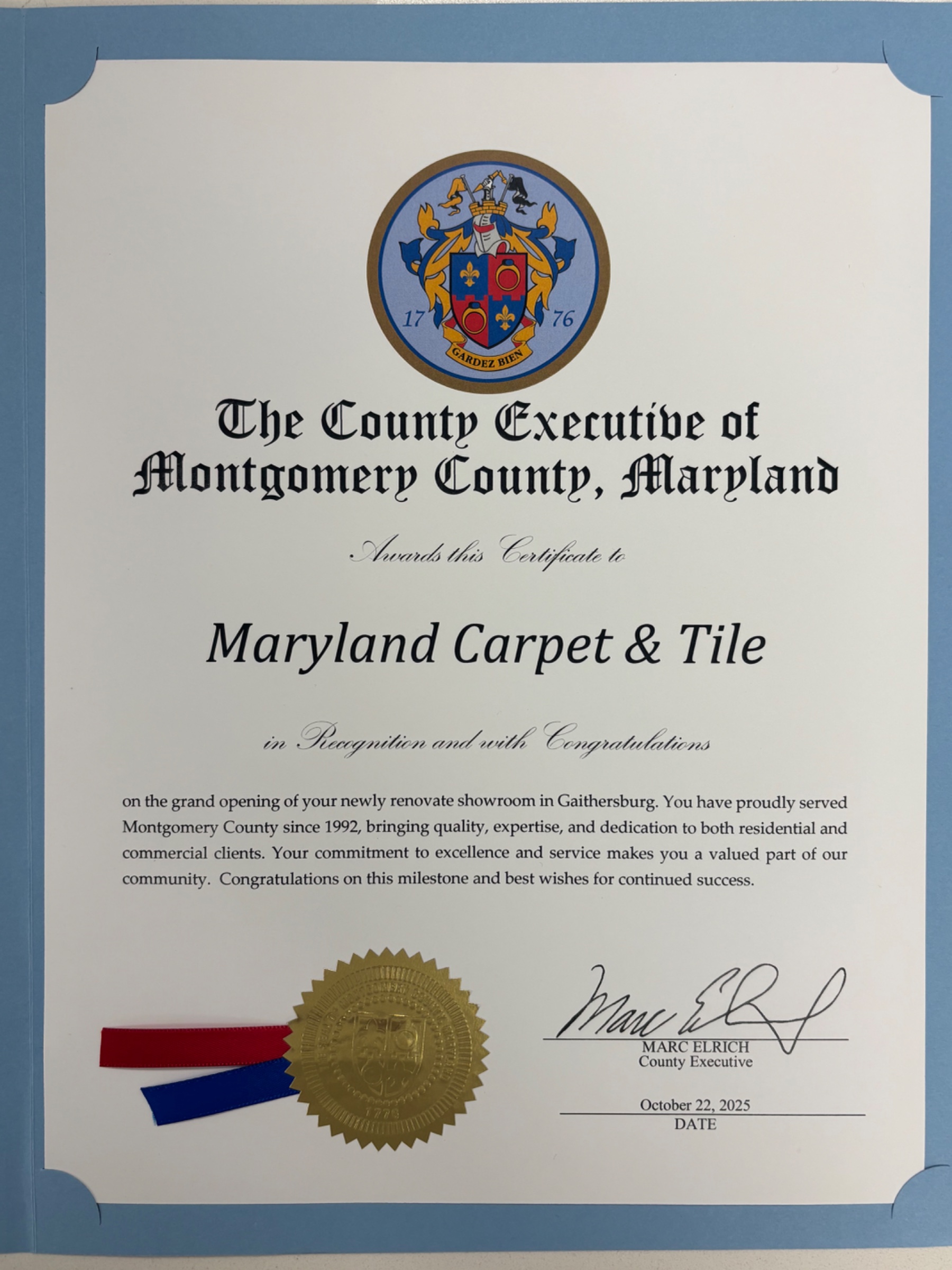 Montgomery County Recognition